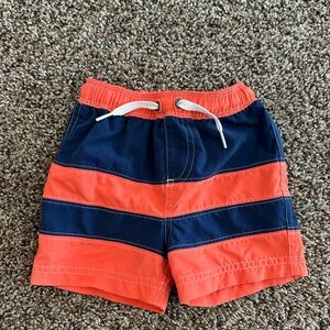 Infant Boys Hanna Andersson Orange and Navy Striped Swim Trunks 18-24 month